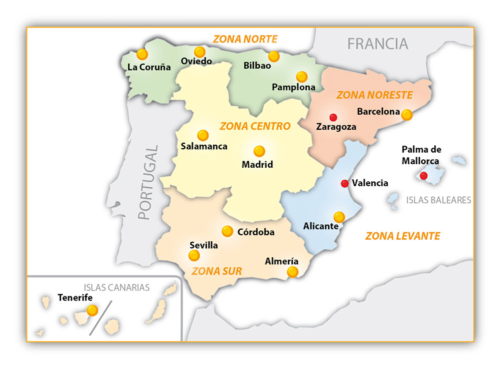 Mapa delegaciones INKEMA España